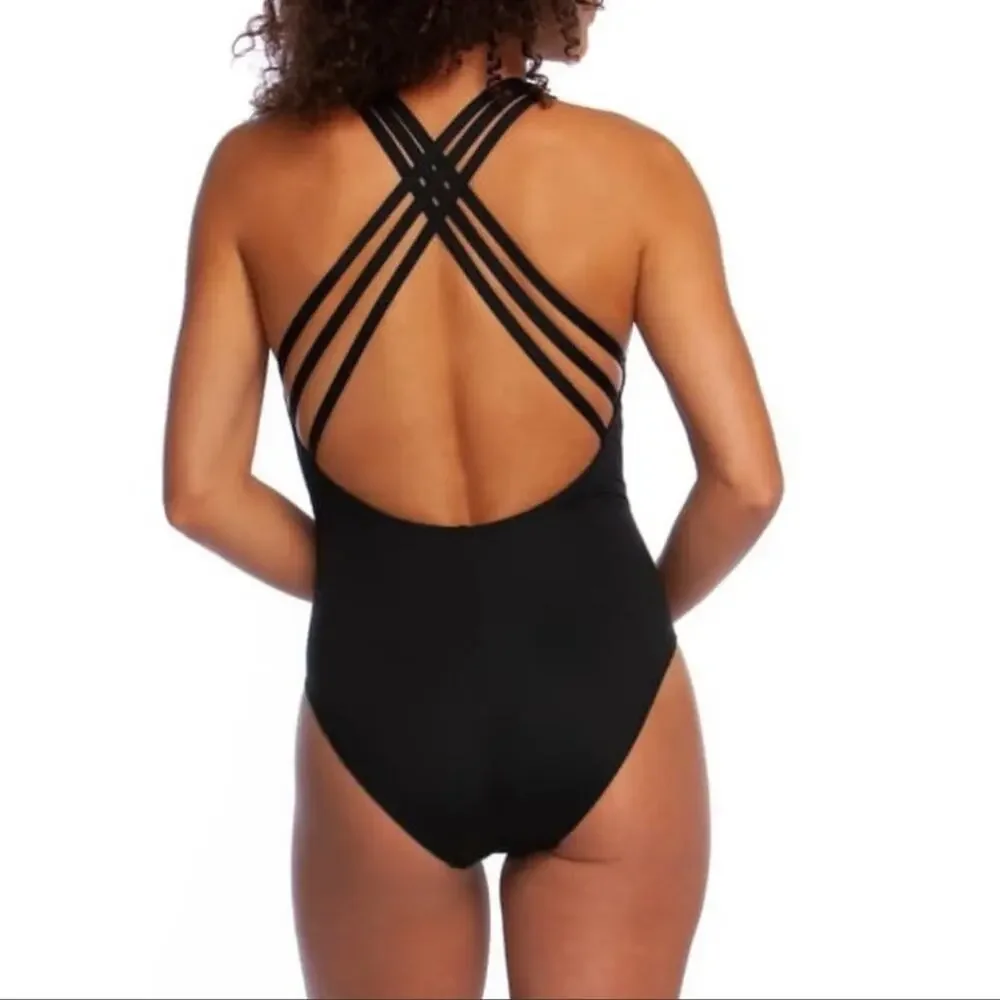 La Blanca One-Piece Spectrum Crossback Swimwear Black Size 8 - Picture 2 of 5